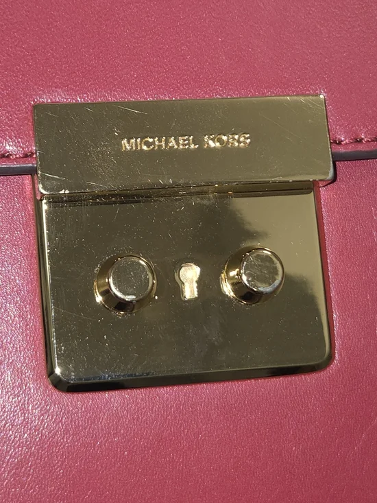 Michael Kors Red Leather Crossbody Phone Pouch with Gold Chain - Picture 6 of 11